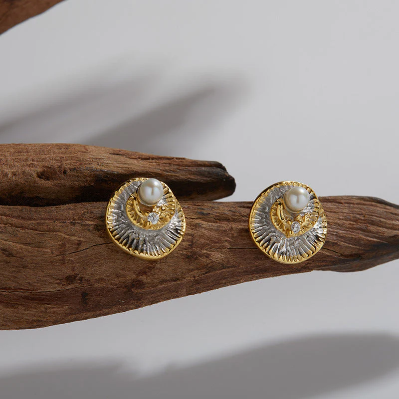 S925 sterling silver inlaid natural pearl earrings