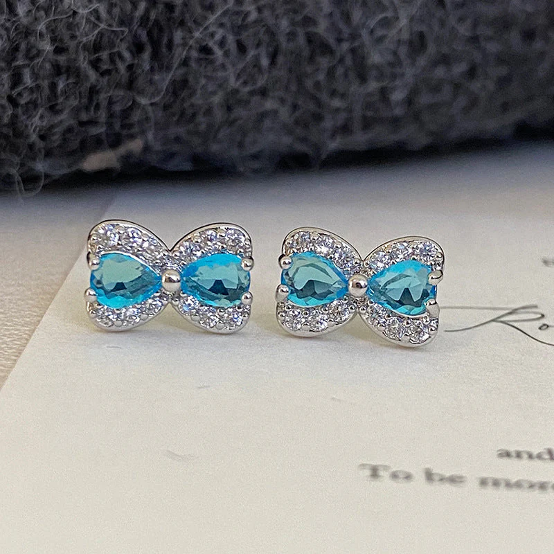 Super Flash Zircon Bow Earrings
