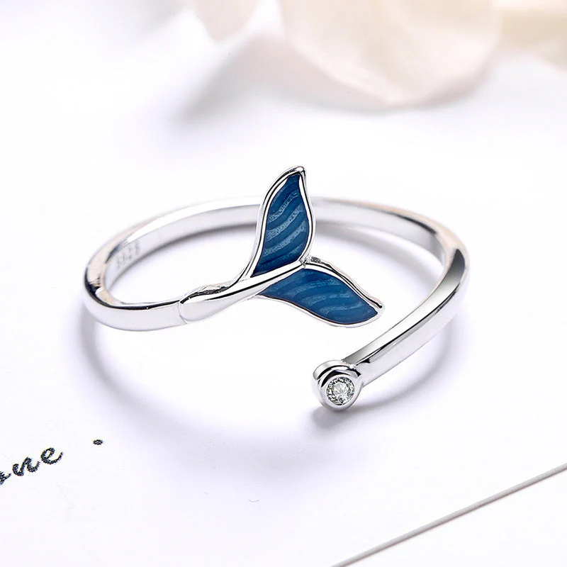 Blue fishtail series necklace ring bracelet earrings set