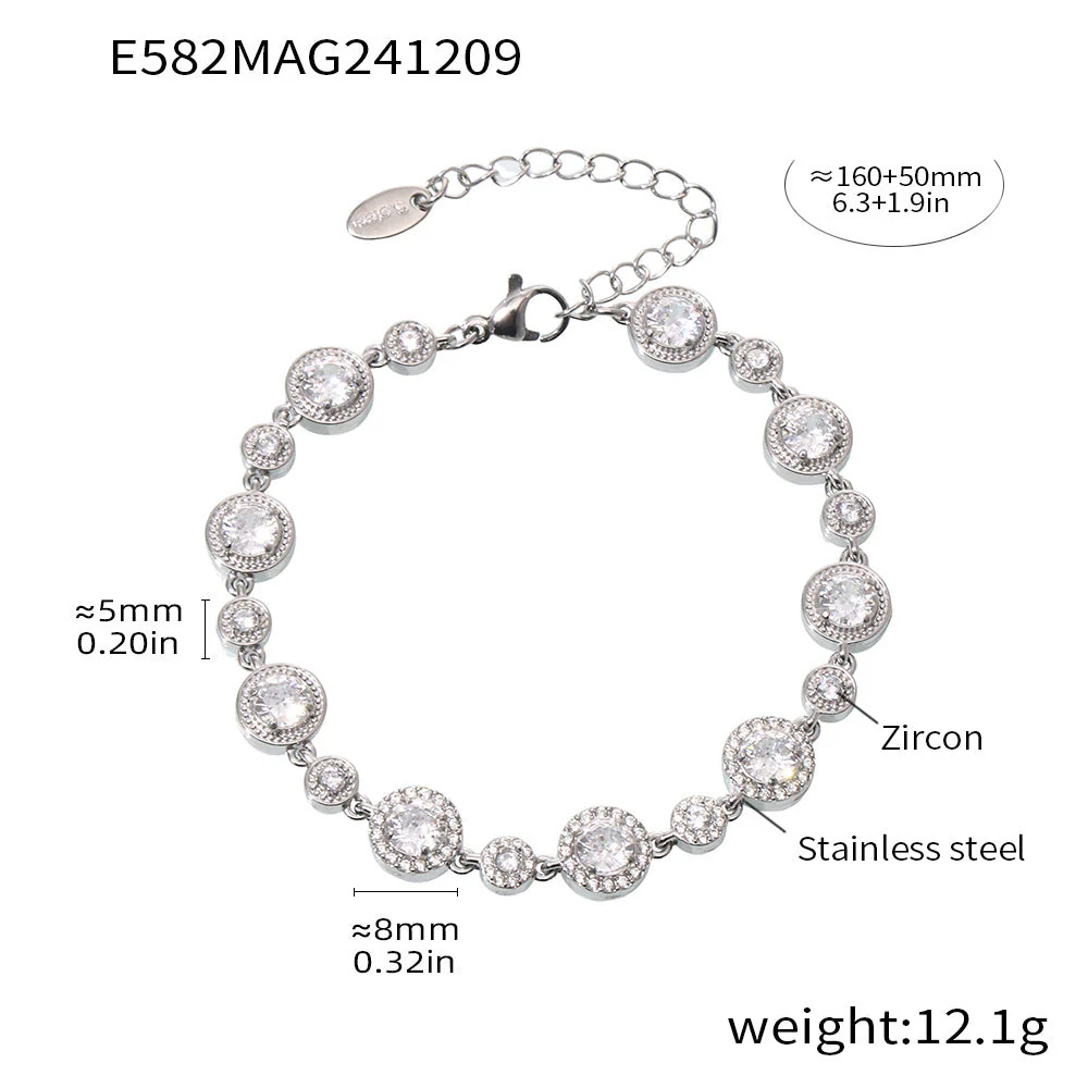 Stainless Steel Handmade Inlaid Super Flash Geometric Zircon Gestar Bracelet