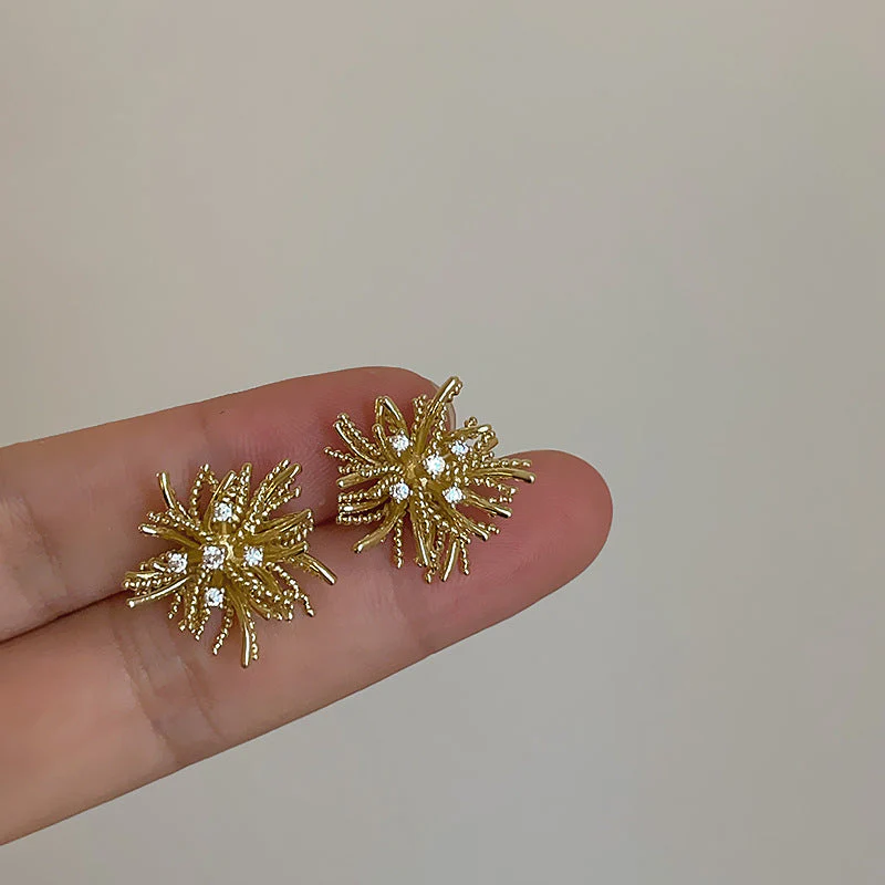 Zircon Metal Dandelion Earrings