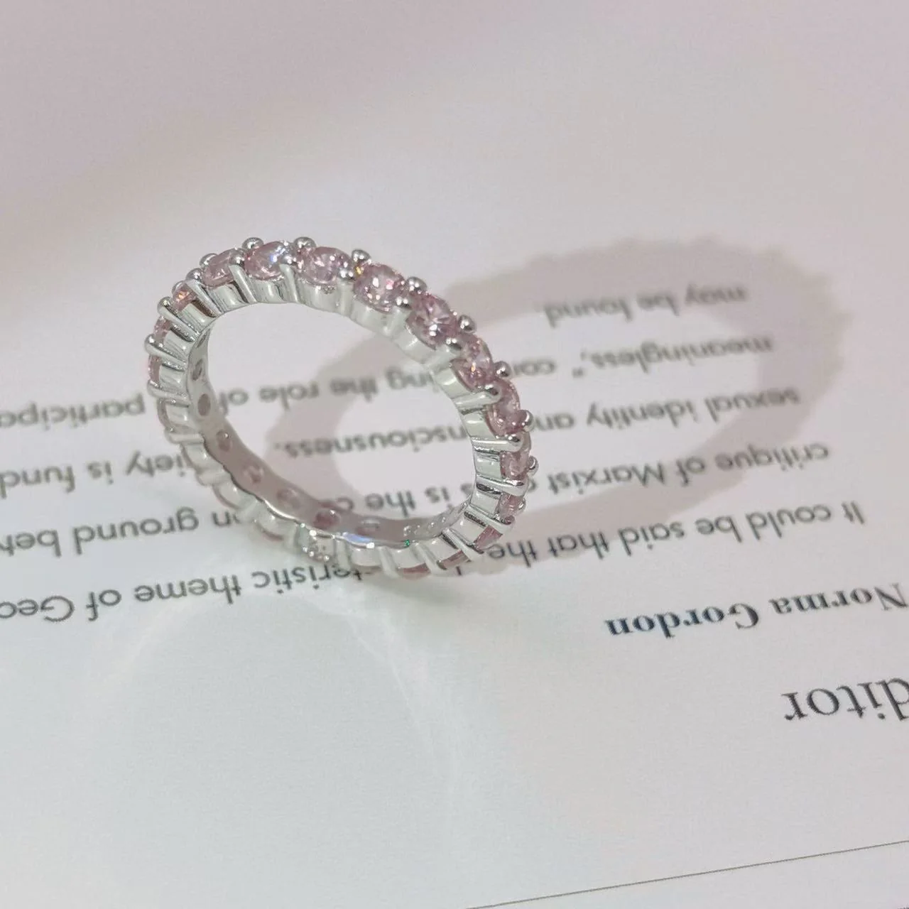 S925 Sterling Silver Full set with Pink Zircon