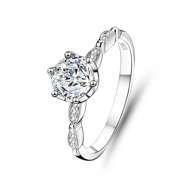 S925 sterling silver one carat moissanite ring