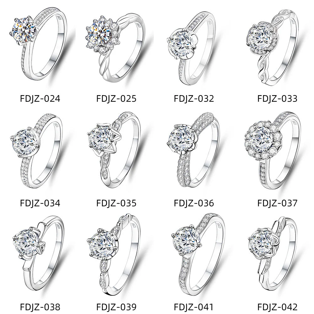 S925 sterling silver one carat moissanite ring