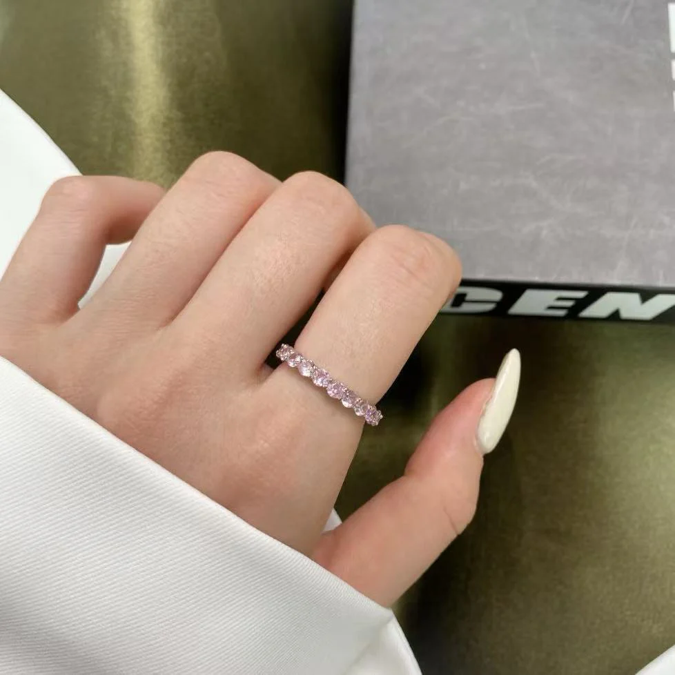 S925 Sterling Silver Full set with Pink Zircon