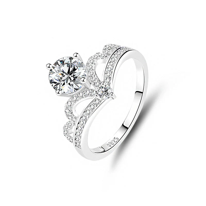 S925 sterling silver one carat moissanite ring