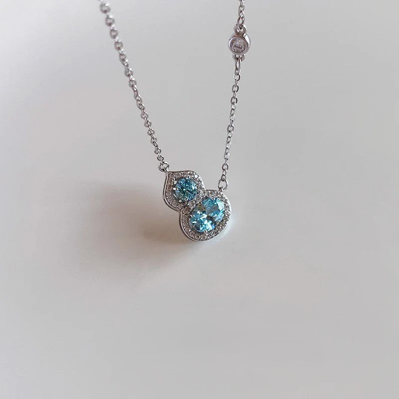Super Flash Blue Crystal Gourd pendant necklace