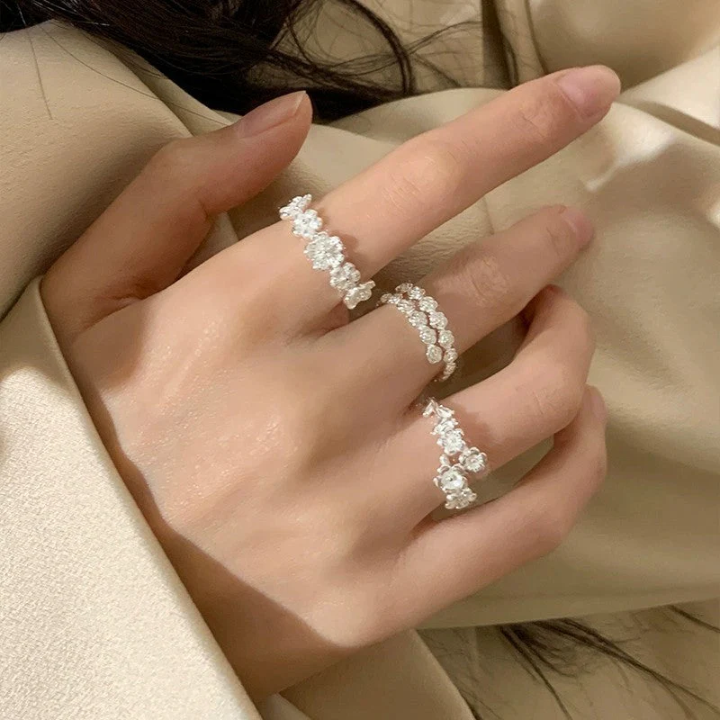 S925 sterling silver flower ring