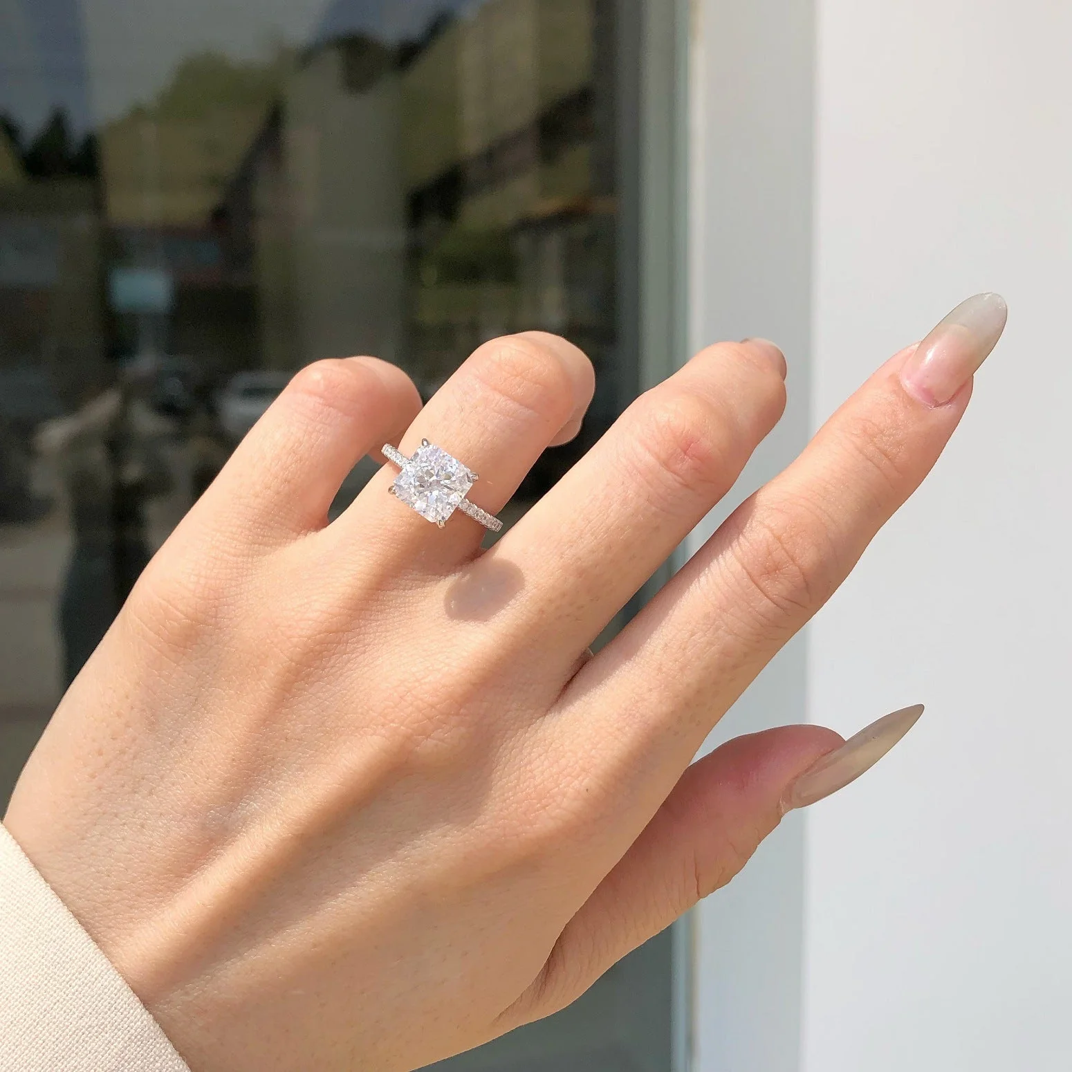 925 sterling silver 8A ice flower cut zirconia setting ring