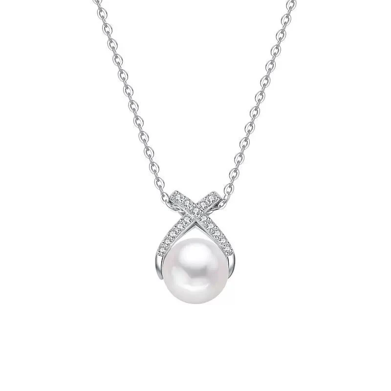 Natural freshwater pearl S925 sterling silver necklace set with 5A zircon
