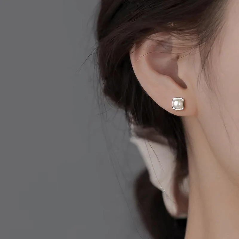 S999 sterling silver pearl earrings