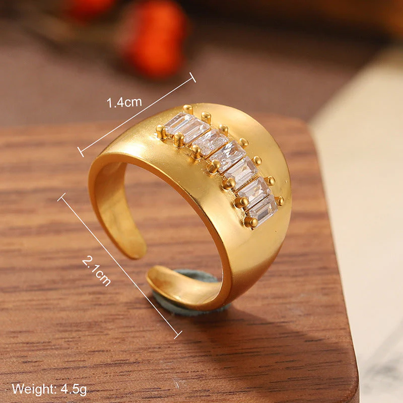 Natural stone geometric ring
