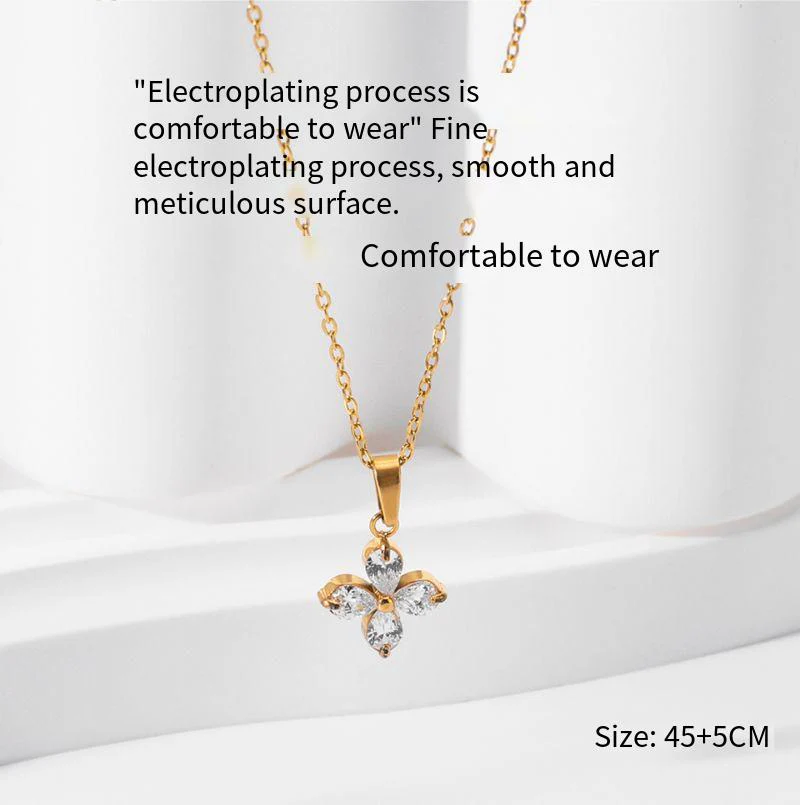 Zircon titanium steel colorfast bracelet necklace ring earrings jewelry set