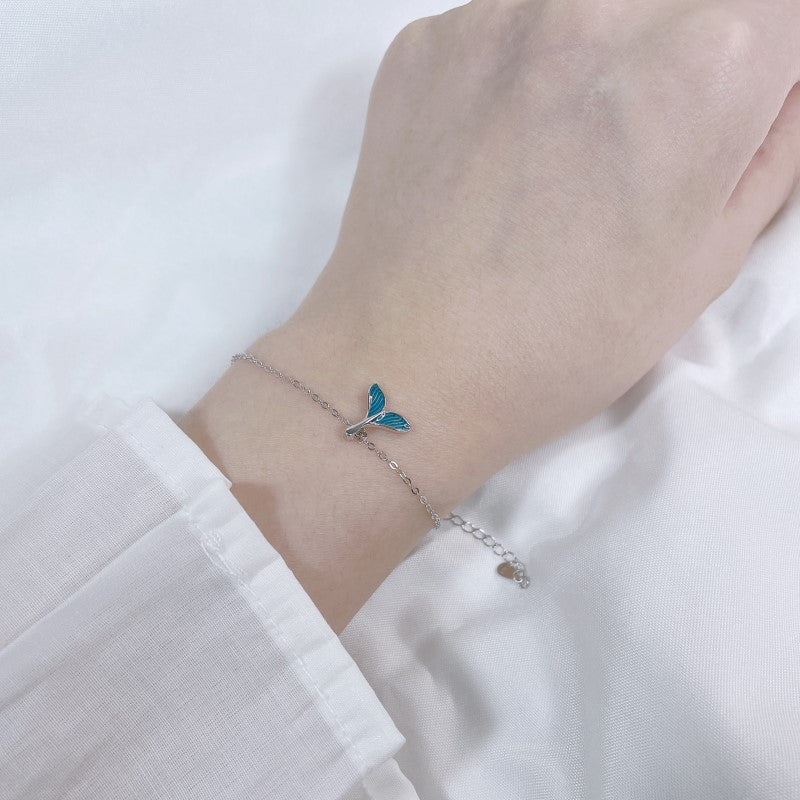 Blue fishtail series necklace ring bracelet earrings set