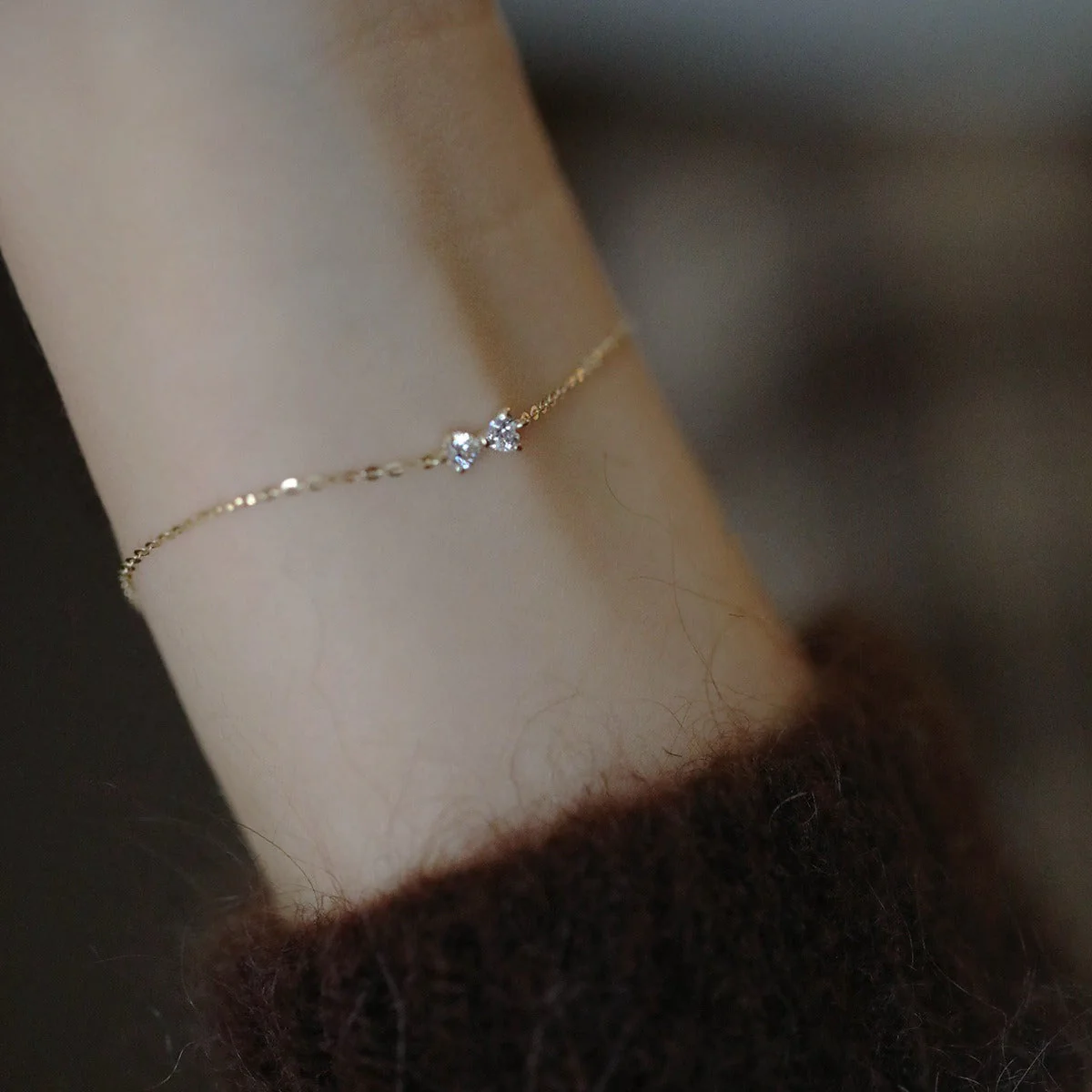 S925 silver-plated 14K yellow gold bow inlaid with very fine bracelet