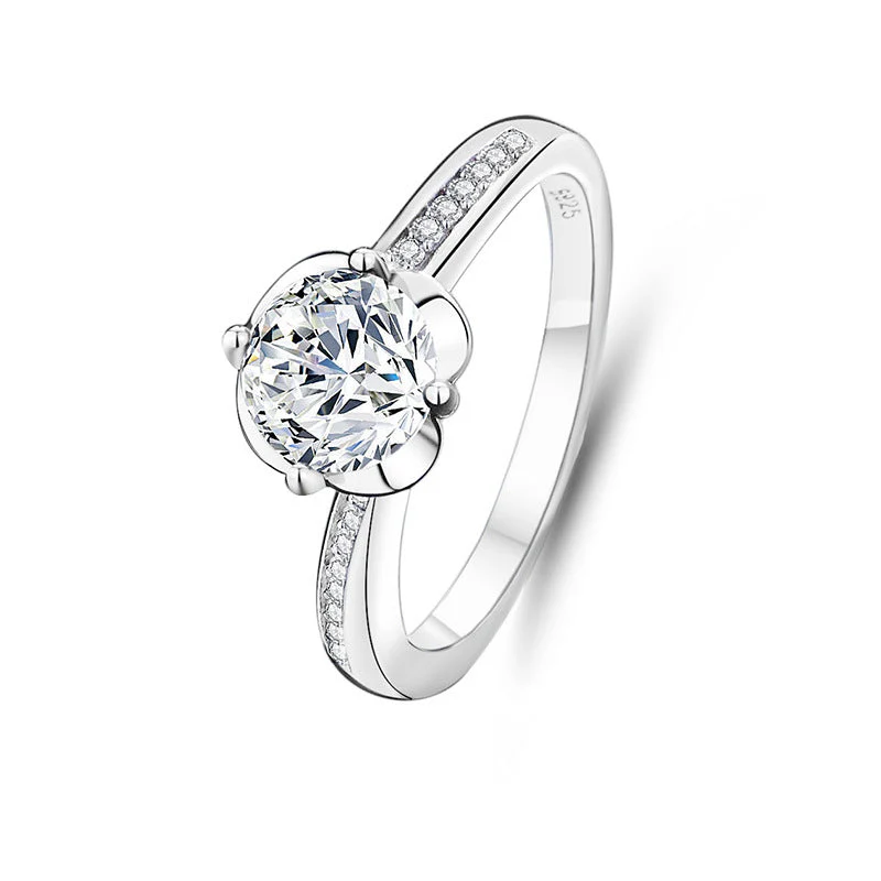 S925 sterling silver one carat moissanite ring