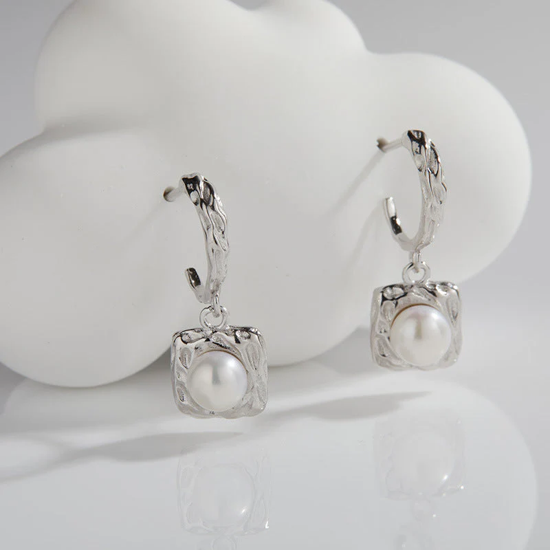 S925 sterling silver inlaid natural pearl earrings