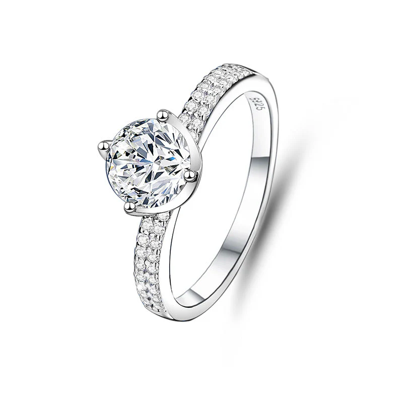 S925 sterling silver one carat moissanite ring
