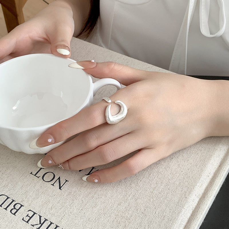 S999 Foot Silver Moon Ring