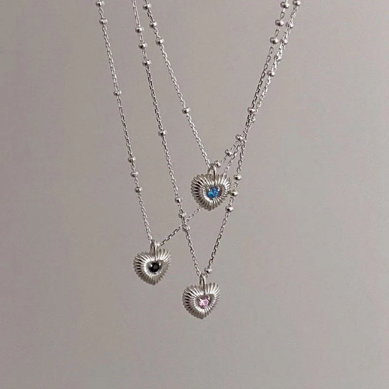 s925 sterling silver blue zircon vertical pattern lovely necklace