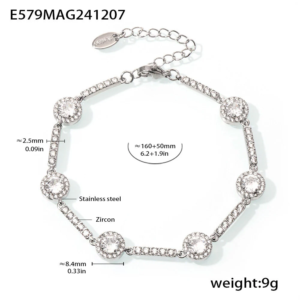 Stainless Steel Handmade Inlaid Super Flash Geometric Zircon Gestar Bracelet