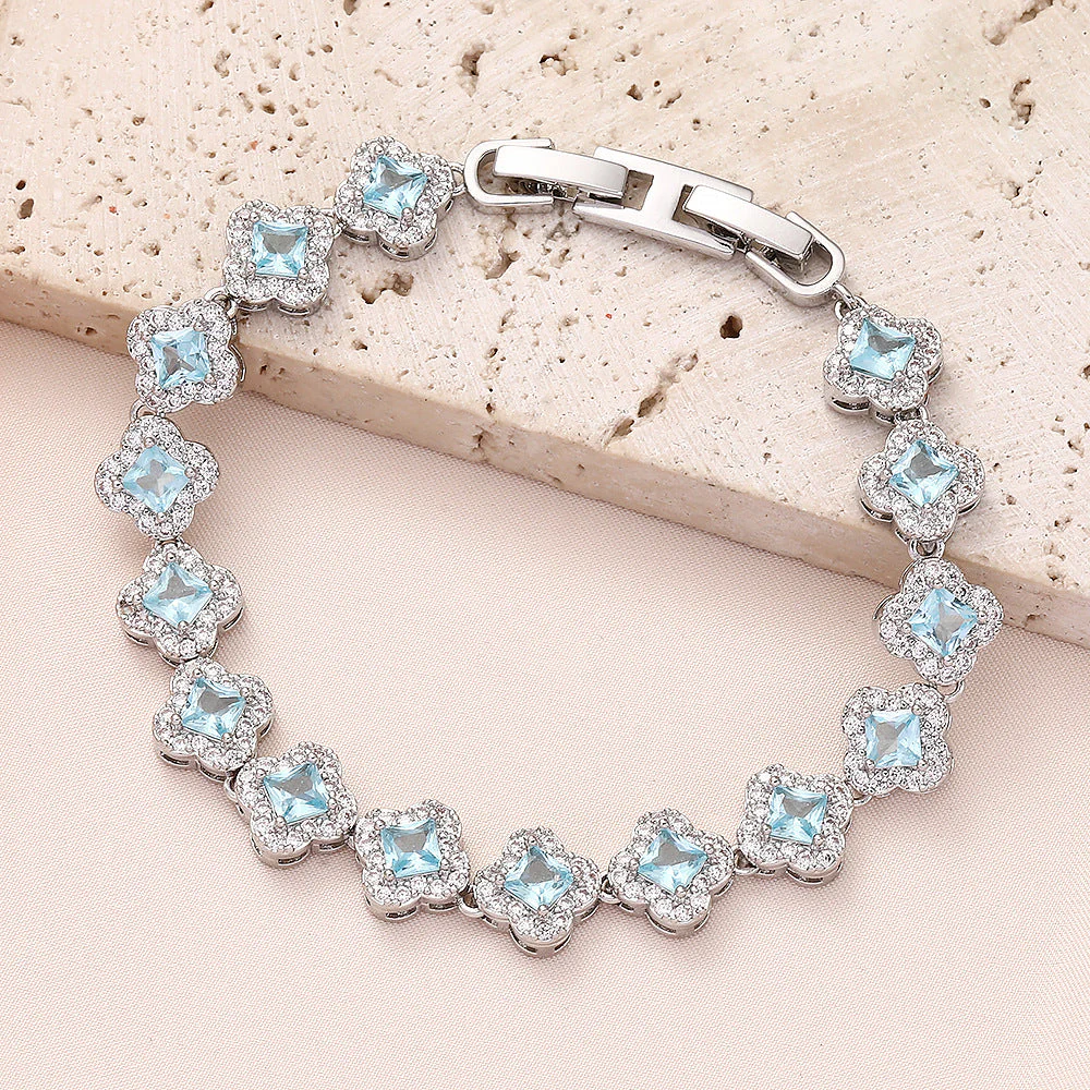 High quality zircon flower oval bracelet