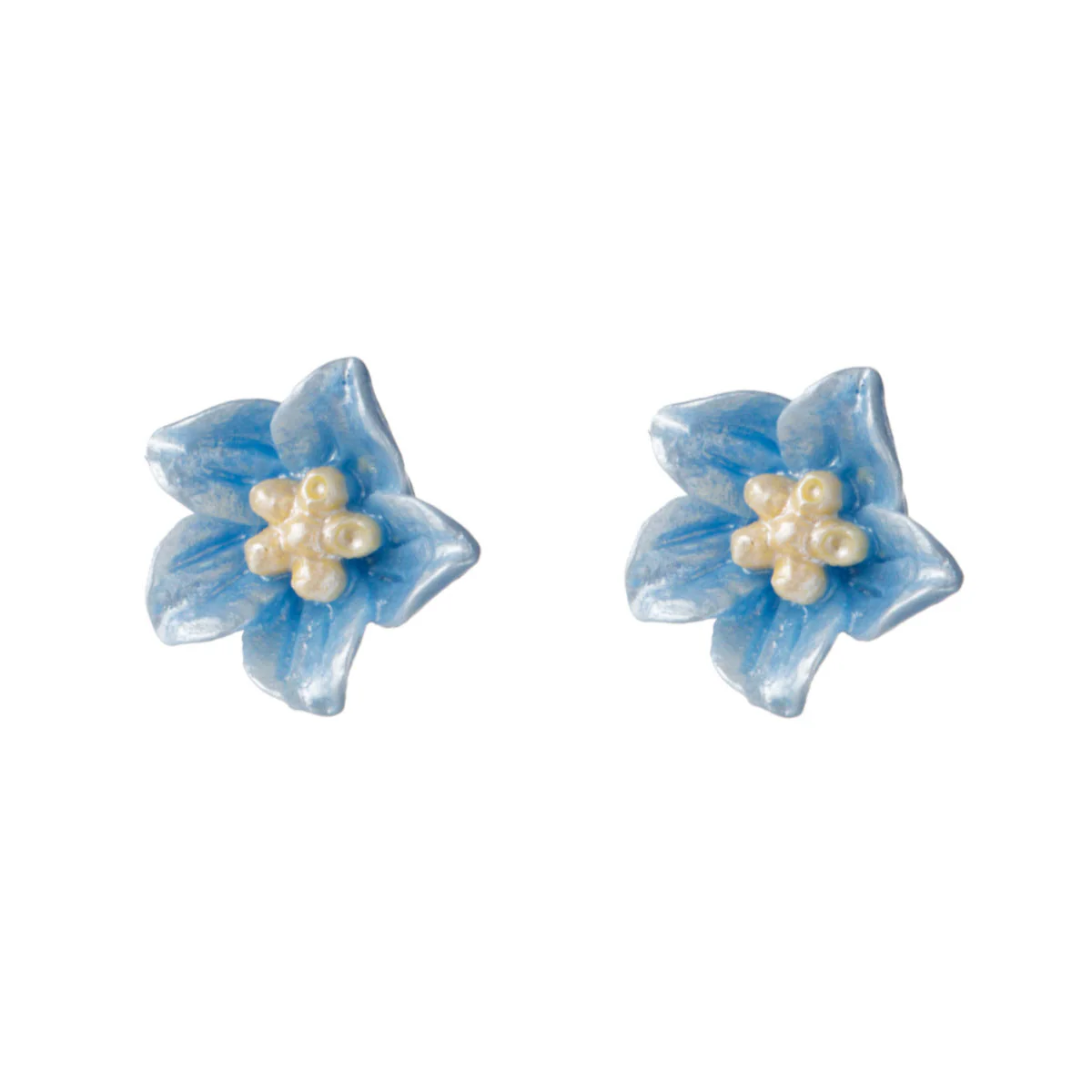 S925 Silver Blue Flower Earrings Camellia