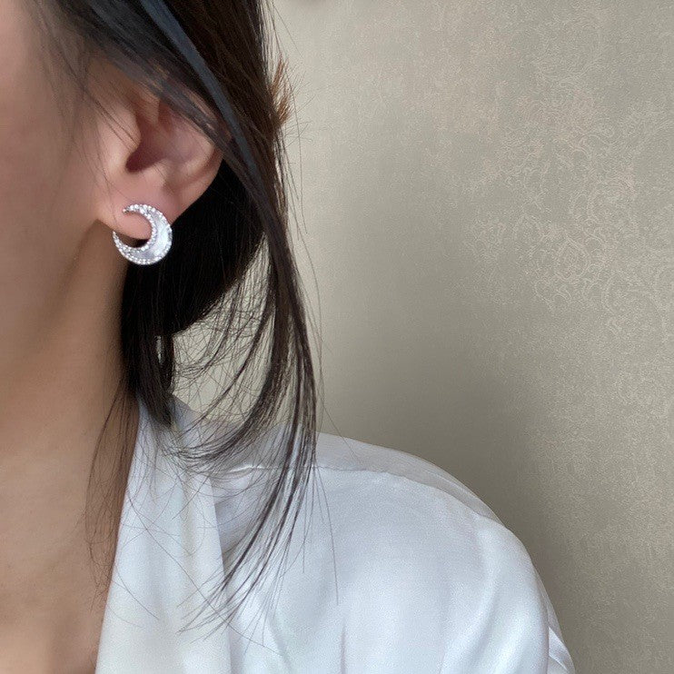Moon studded shell earrings