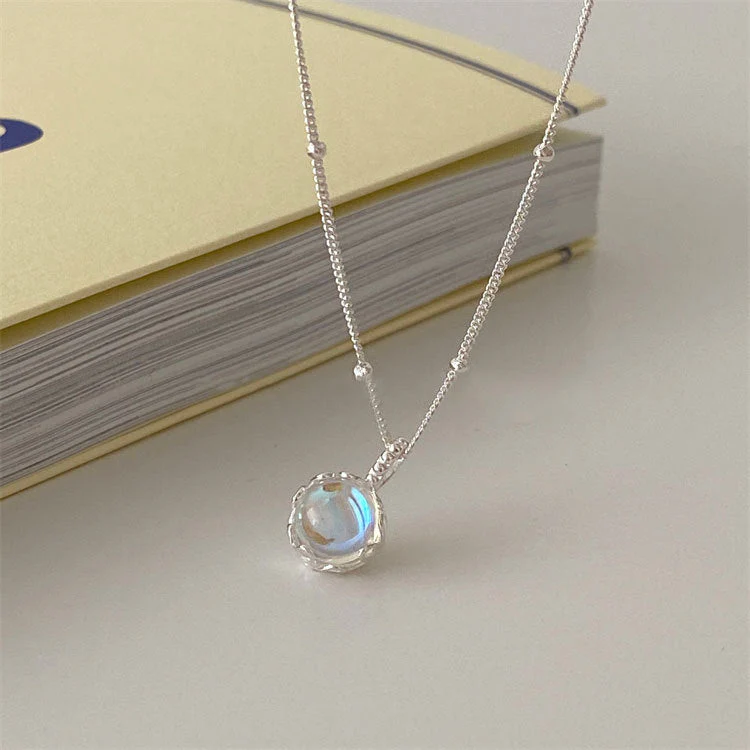 S925 sterling silver AB colored stone necklace