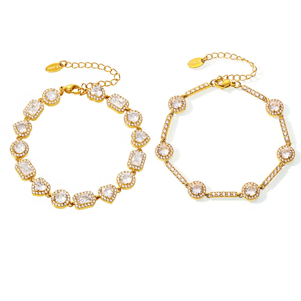 Stainless Steel Handmade Inlaid Super Flash Geometric Zircon Gestar Bracelet