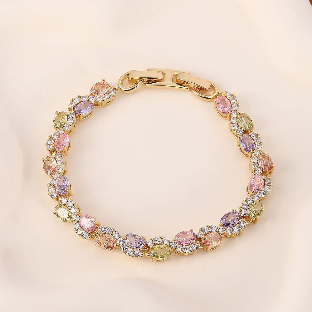 High quality zircon flower oval bracelet