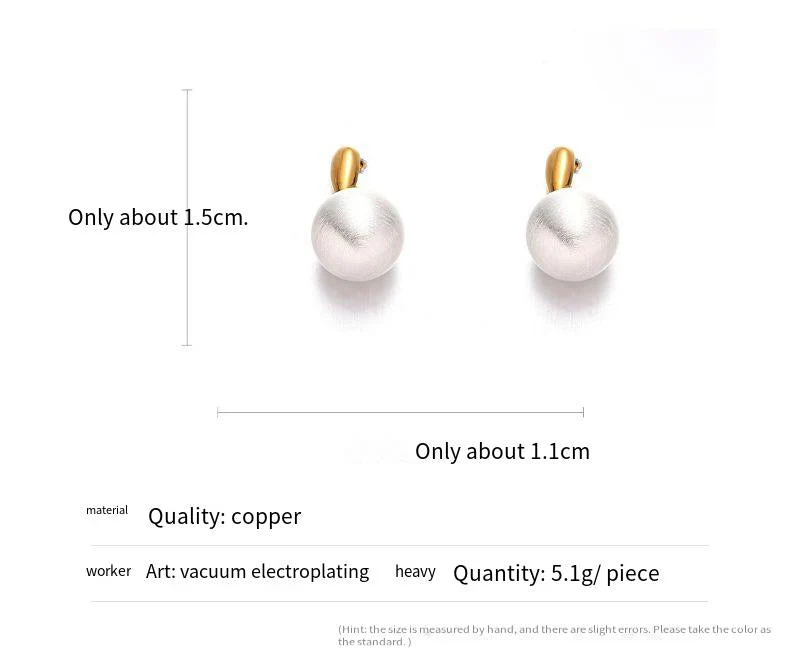 Double love gold wire drawing heart-shaped ball earrings