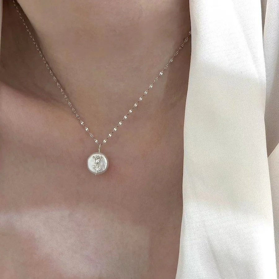 baroque pearl S925 sterling silver necklace