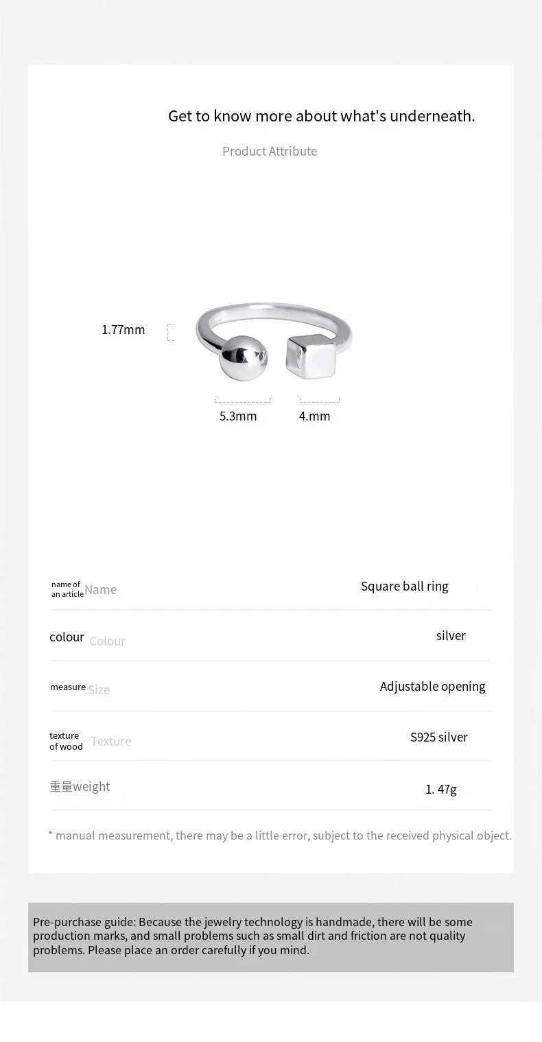 s925 Sterling Silver Geometric Square Ring