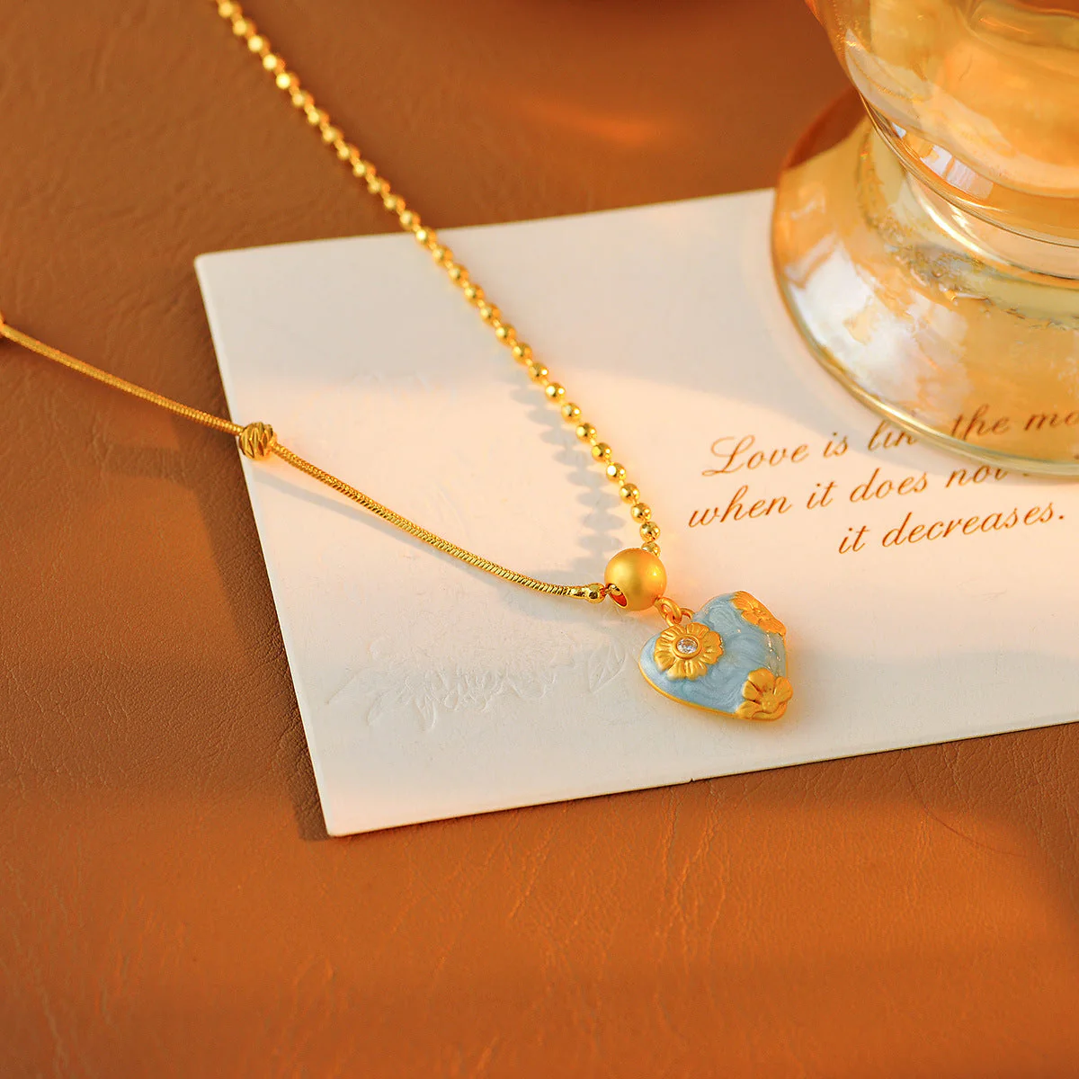 Oil painting sky blue drop glaze carved earrings necklace