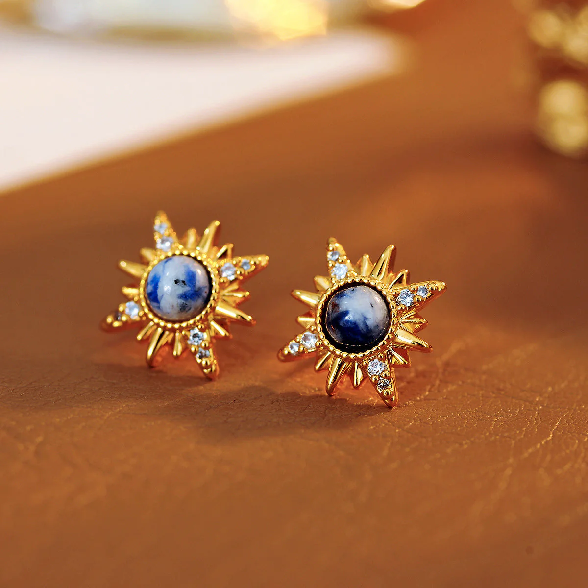 Double Blue Eight-Mountain Star Necklace Earring Bracelet Set