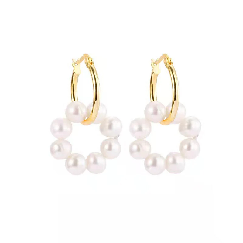 Natural freshwater pearl earrings S925 silver needle baroque irregular