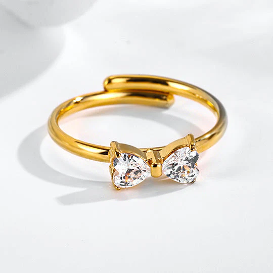 Stainless steel bow adjustable titanium ring does not fade