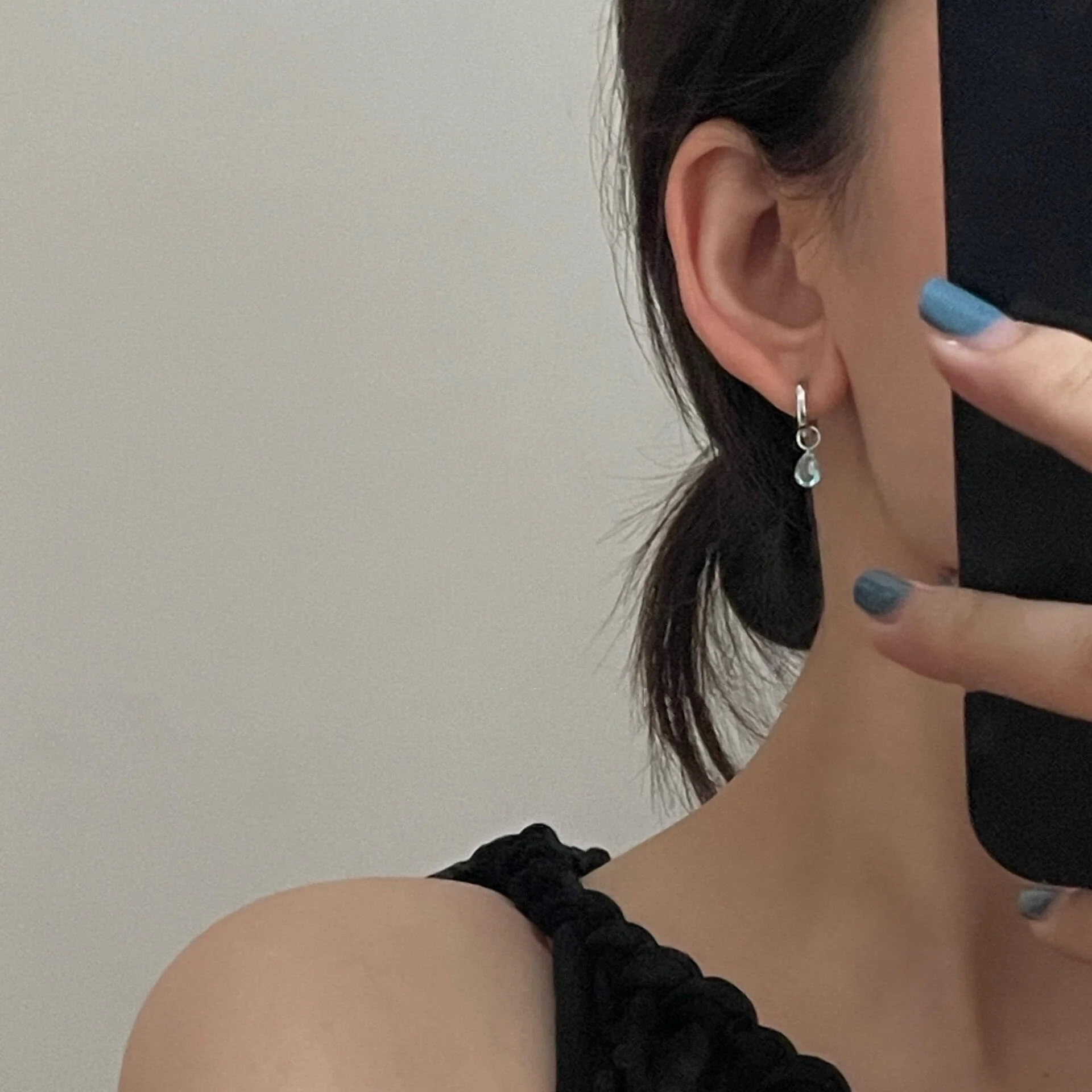 S925 Sterling Silver Blue Drop Earrings