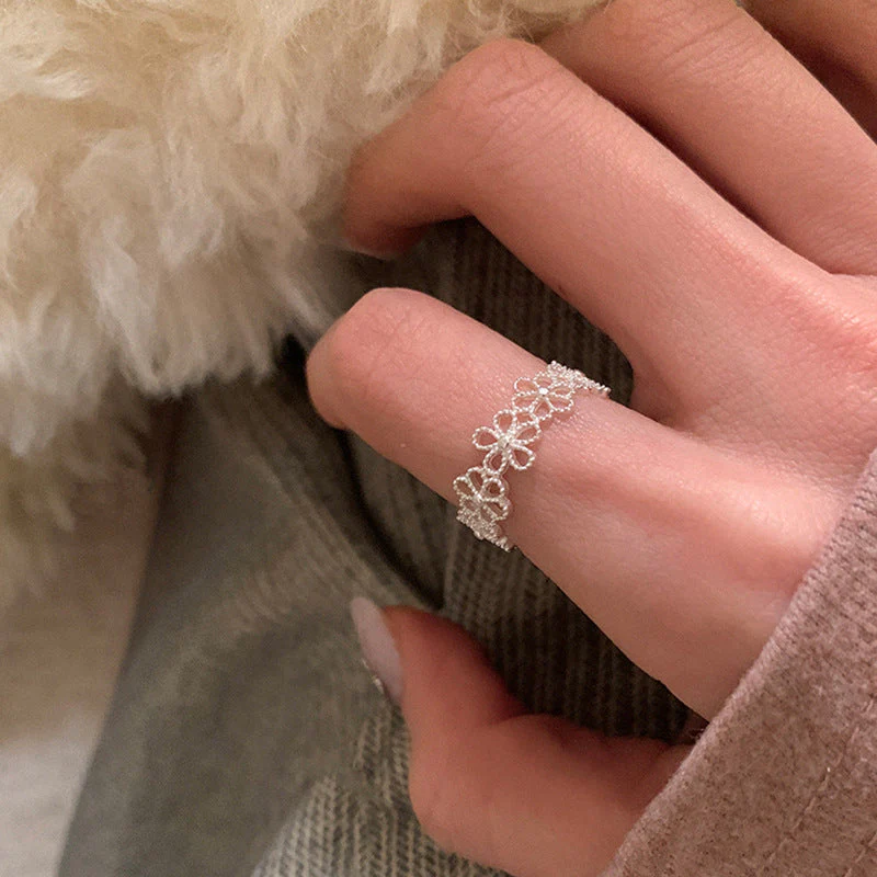Sweet cool style hollow flower open ring