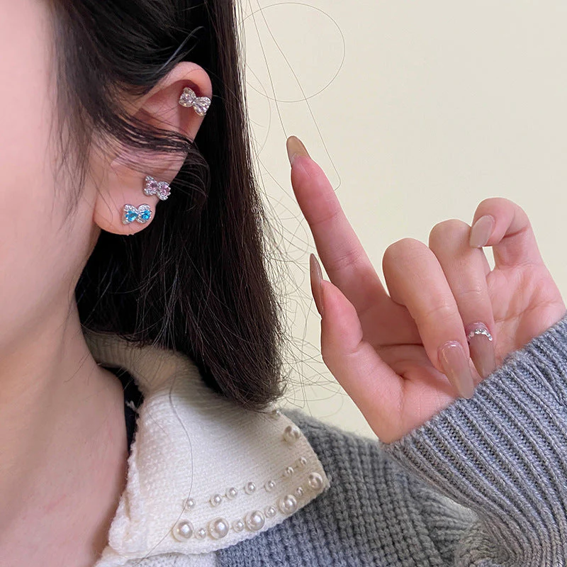 Super Flash Zircon Bow Earrings