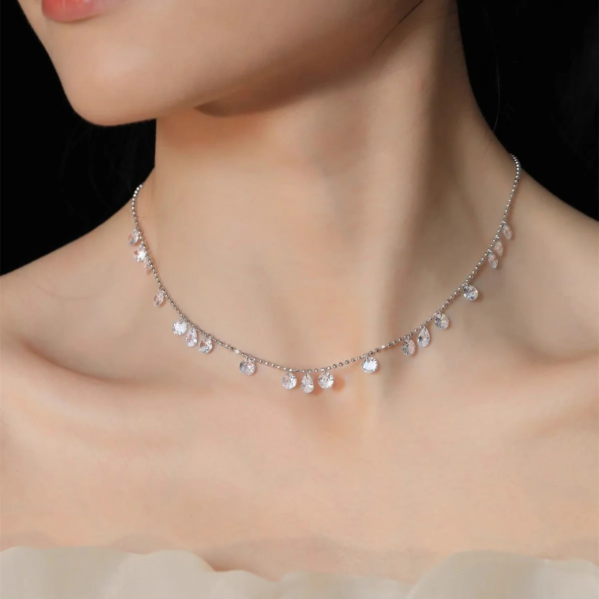 S925 sterling silver gypsophila necklace