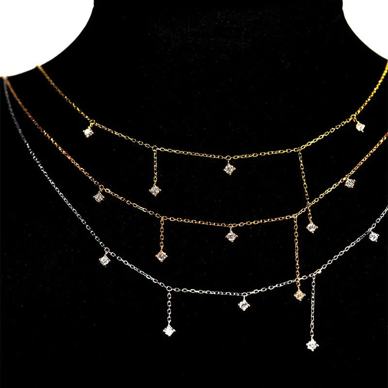 S925 Silver Plated 18K Gold Zircon Necklace