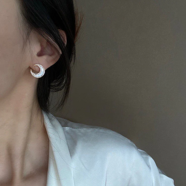 Moon studded shell earrings