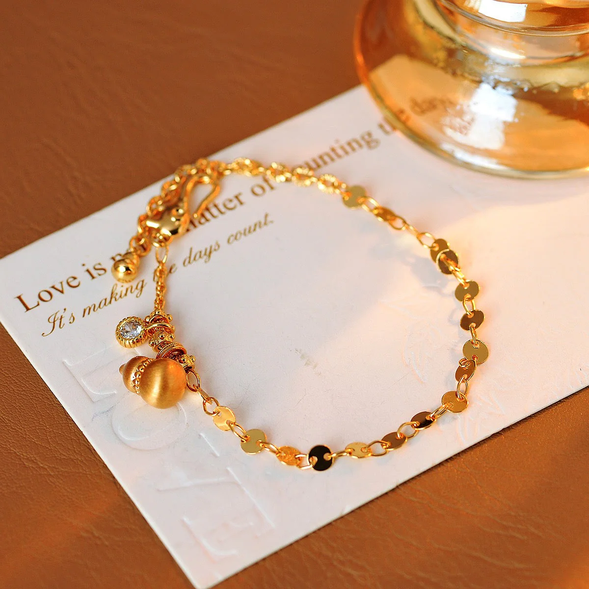 Golden gourd bracelet necklace set