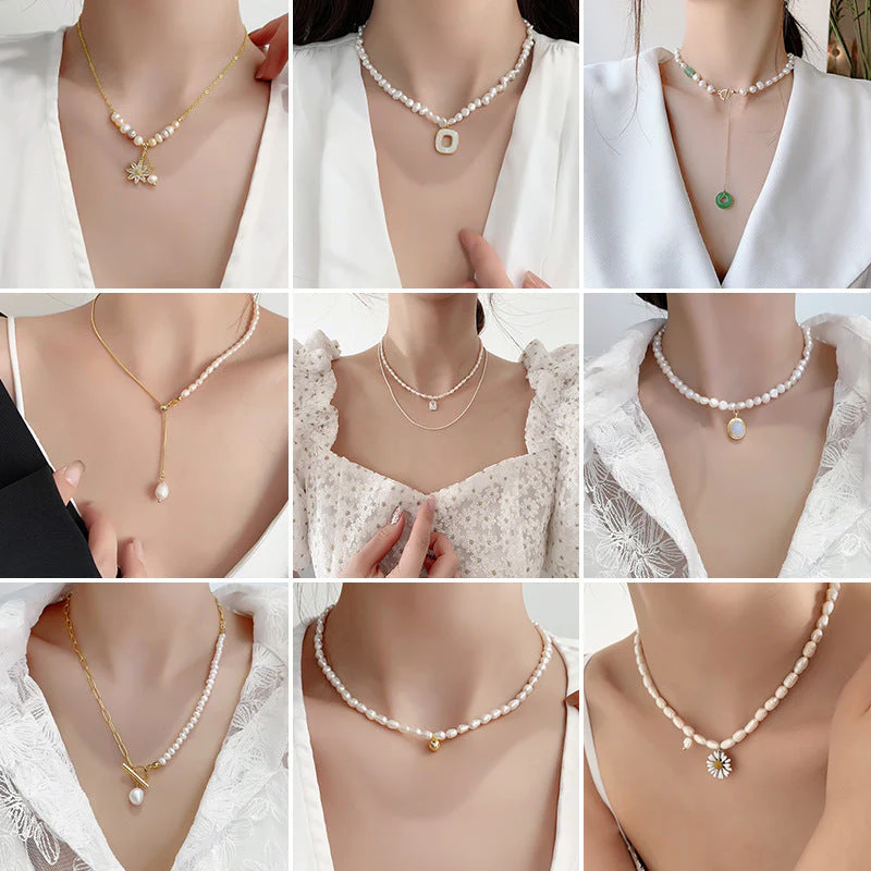 Freshwater pearl necklace Baroque irregular zircon sweater chain