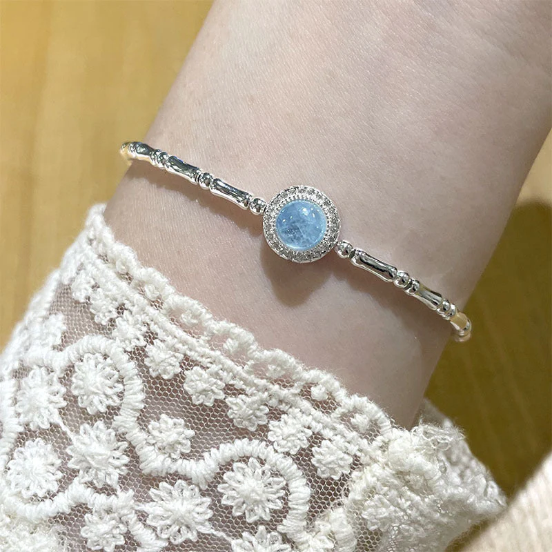 s925 sterling silver aquamarine necklace bracelet
