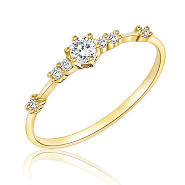 S925 sterling silver plated with 14K gold 7 tiny diamond rings