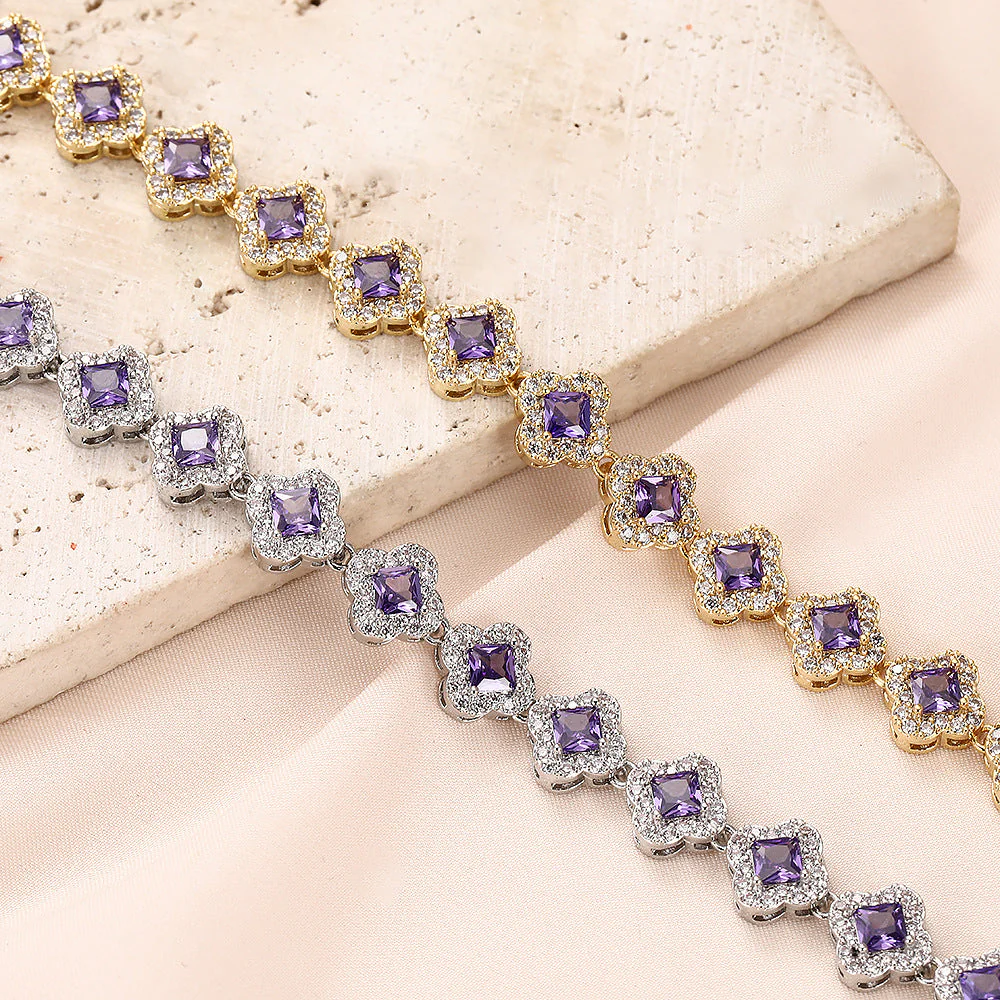 Brass zircon bracelet