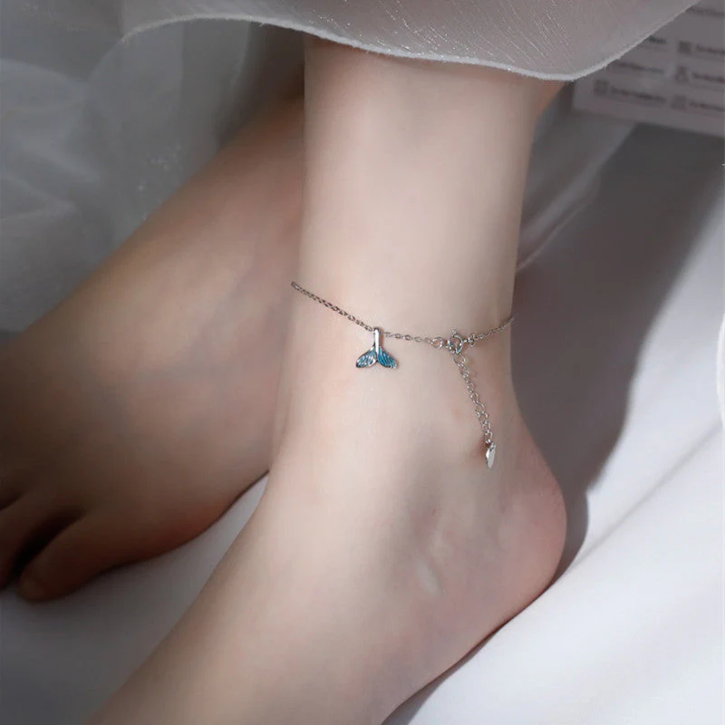 Blue fishtail series necklace ring bracelet earrings set